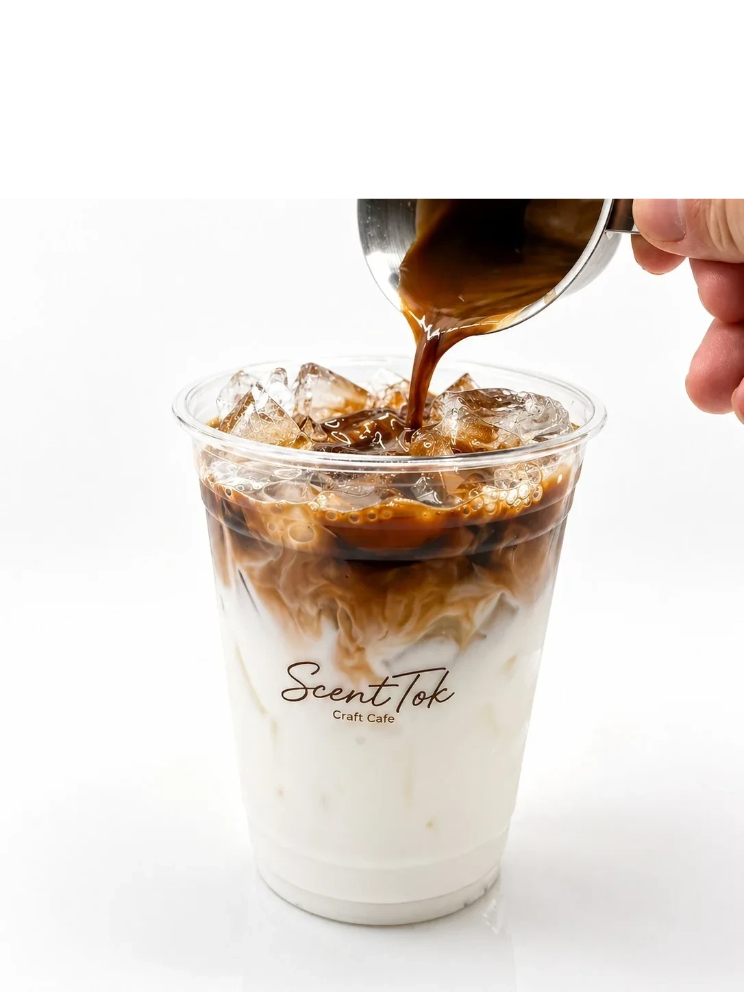 Espresso pour over iced milk